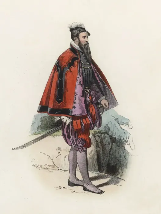 Framed Print : Great Swiss personage, in the modern age, color engraving 1870 Framed Print : Great Swiss personage, in the modern age, color engraving 1870