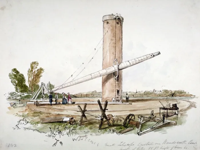 Framed Print : The great telescope erected on Wandsworth Common, London, c1853 Framed Print : The great telescope erected on Wandsworth Common, London, c1853