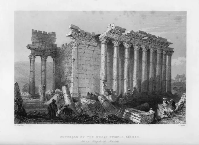 Framed Print : The Great Temple at Baalbec (Heliopolis), Egypt, 1841. Artist: Robert Sands Framed Print : The Great Temple at Baalbec (Heliopolis), Egypt, 1841. Artist: Robert Sands