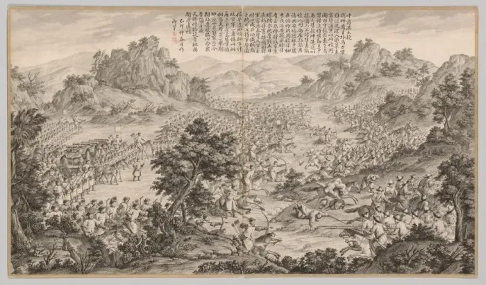 Framed Print : Great Victory at Huerman: from Battle Scenes of the Quelling of Rebellions... c. 1765-1774 Framed Print : Great Victory at Huerman: from Battle Scenes of the Quelling of Rebellions... c. 1765-1774