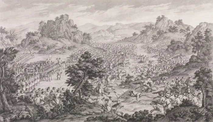 Framed Print : The Great Victory of Qurman, 1770. Creator: Augustin de Saint-Aubin Framed Print : The Great Victory of Qurman, 1770. Creator: Augustin de Saint-Aubin