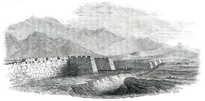 Framed Print : The Great Wall of China, seen from the Top of the Tower, 1850. Creator: Smyth Framed Print : The Great Wall of China, seen from the Top of the Tower, 1850. Creator: Smyth