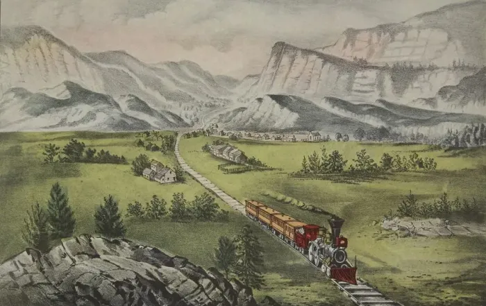 Framed Print : The Great West, pub. 1870, Currier & Ives (Colour Lithograph) Framed Print : The Great West, pub. 1870, Currier & Ives (Colour Lithograph)