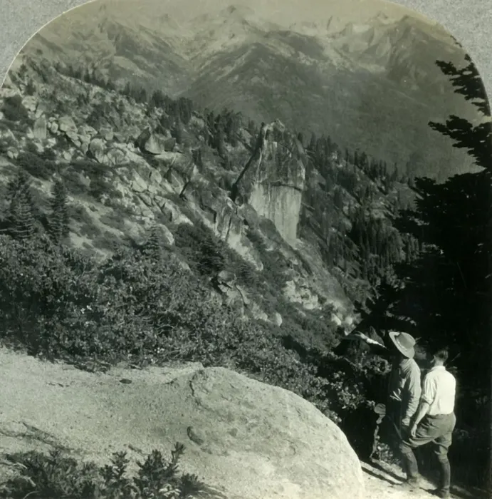 Framed Print : The Great Western Divide from Panther Gap, Sequoia Nat. Park, Calif. c1930s. Creator: Unknown Framed Print : The Great Western Divide from Panther Gap, Sequoia Nat. Park, Calif. c1930s. Creator: Unknown
