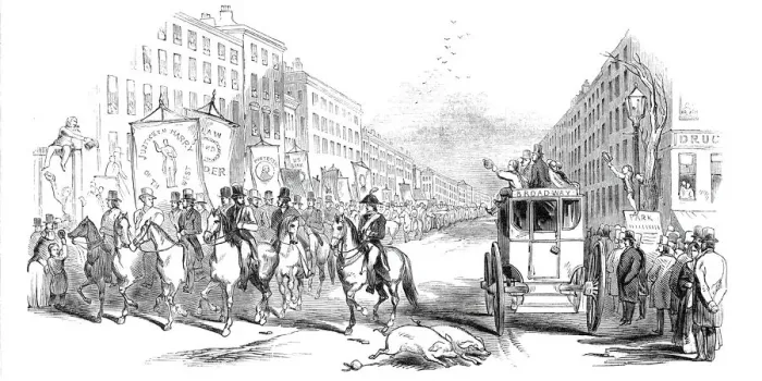 Framed Print : Great Whig Procession, at New York, 1844. Creator: J. Kobb Framed Print : Great Whig Procession, at New York, 1844. Creator: J. Kobb