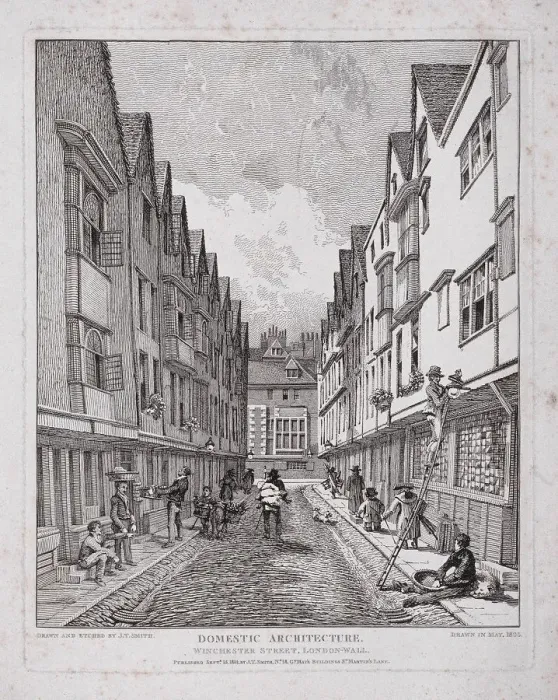 Framed Print : Great Winchester Street, London, 1814. Artist: John Thomas Smith Framed Print : Great Winchester Street, London, 1814. Artist: John Thomas Smith
