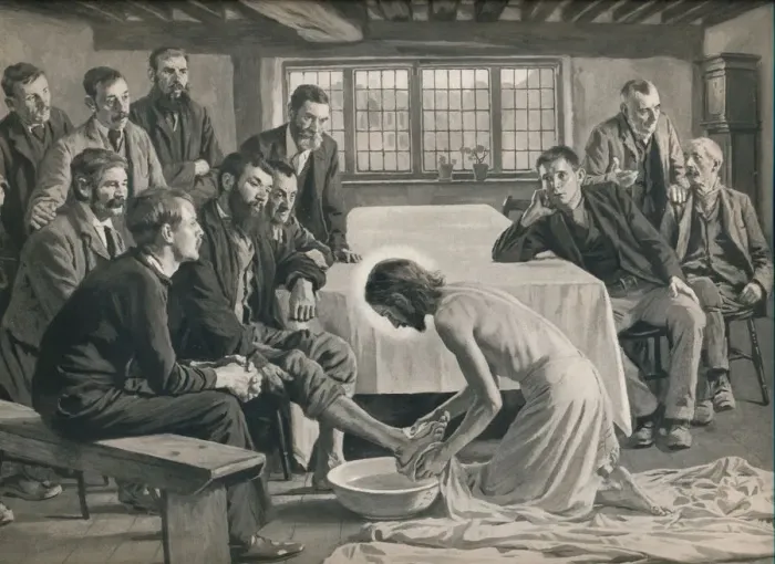 Framed Print : But He That Is Greatest Among You Shall Be Your Servant, 1911, (1911). Artist: Gunning King Framed Print : But He That Is Greatest Among You Shall Be Your Servant, 1911, (1911). Artist: Gunning King