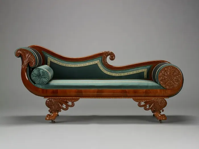 Framed Print : Grecian couch, about 1825-1835. Creator: Unknown Framed Print : Grecian couch, about 1825-1835. Creator: Unknown