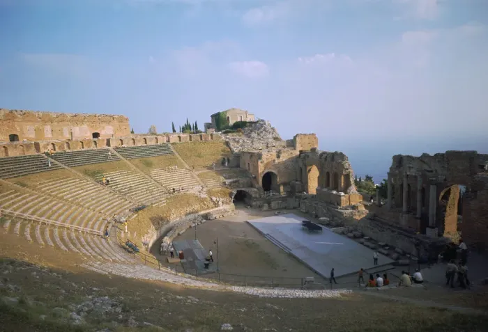 Framed Print : A Greco-Roman theatre at Taormina in Sicily, 2nd century Framed Print : A Greco-Roman theatre at Taormina in Sicily, 2nd century
