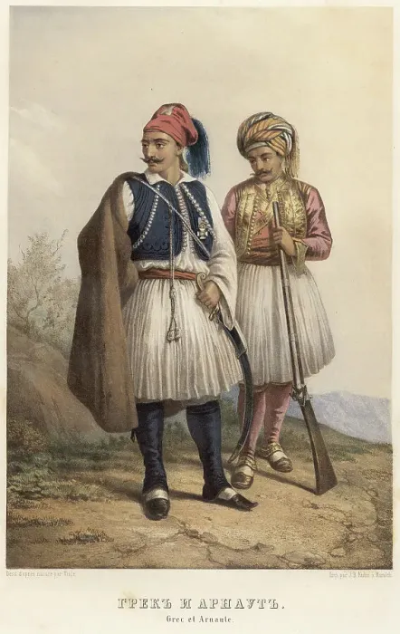 Framed Print : Greek and Arnaut, 1862. Creator: Karl Fiale Framed Print : Greek and Arnaut, 1862. Creator: Karl Fiale