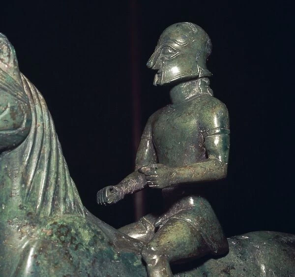 Detail of a Greek bronze of a horseman