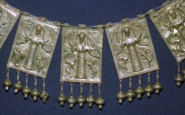 Greek gold pectoral plaques with Artemis, 7th century BC
