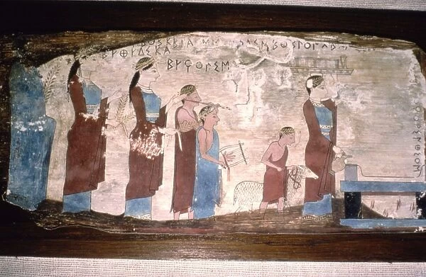 Greek Musicians at a Sacrifice, Painted on wood, c520BC-c500 BC