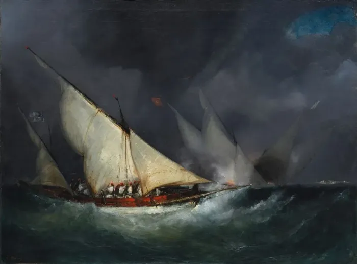 Framed Print : Greek Pirates Attacking a Turkish Vessel, not dated. Creator: Unknown Framed Print : Greek Pirates Attacking a Turkish Vessel, not dated. Creator: Unknown