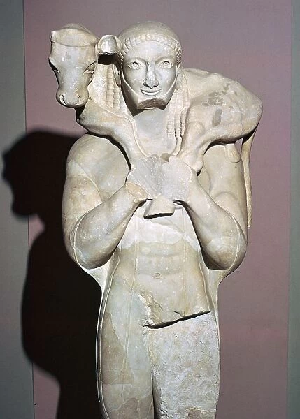 Greek sculpture known as the Moscophorus, 6th century BC