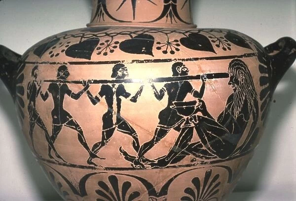 Greek Vase, Blinding of Polyphemus, late Archaic period, c530BC-c510BC