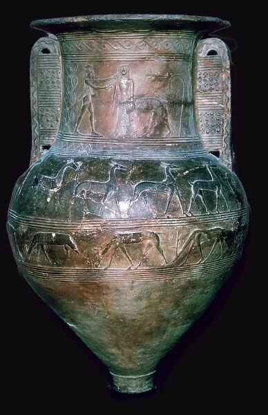 Greek vase showing Perseus killing a Gorgon
