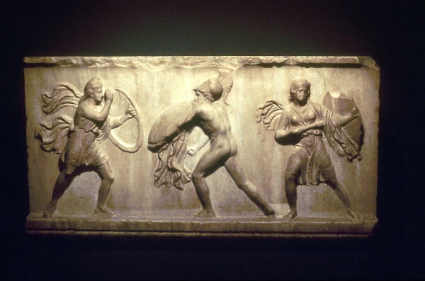 Greek warrior fighting an Amazon, 8th-5th century BC