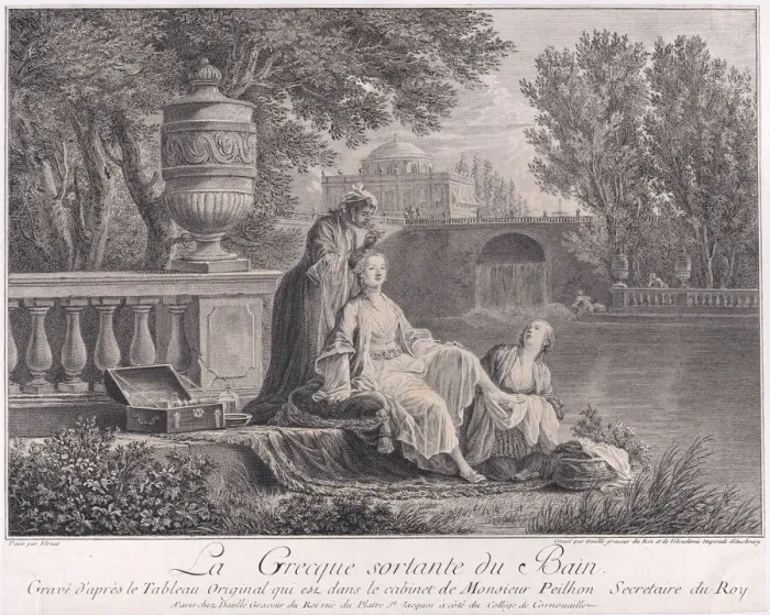 Framed Print : The Greek Woman Leaving the Bath, ca. 1757-59. Creator: Jean Daullé Framed Print : The Greek Woman Leaving the Bath, ca. 1757-59. Creator: Jean Daullé