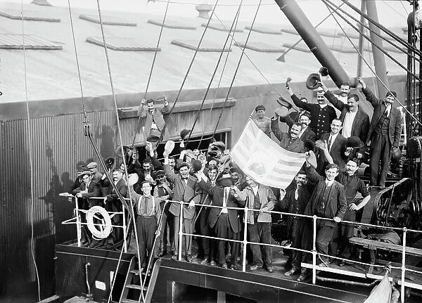 Greeks departing on MADONNA, 1912. Creator: Bain News Service