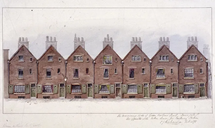 Framed Print : Green Arbour Court, Little Moorfields, London, 1871. Artist: Charles James Richardson