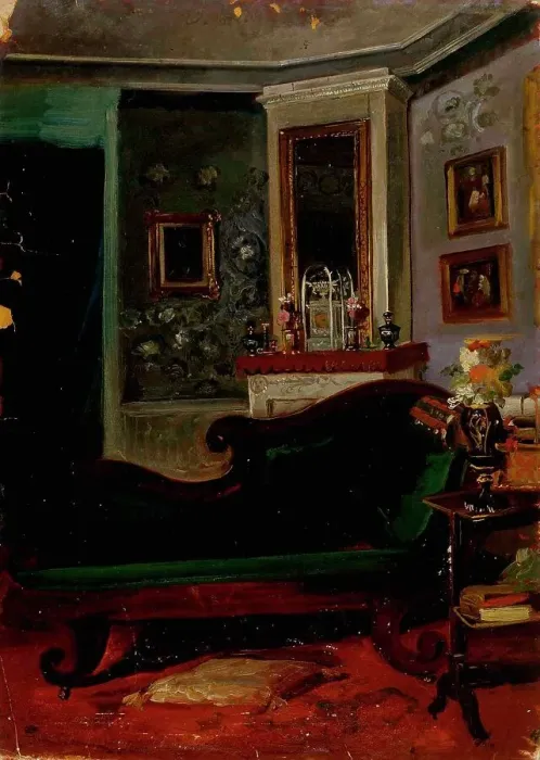 Framed Print : Green couch. Creator: Robert Wilhelm Ekman Framed Print : Green couch. Creator: Robert Wilhelm Ekman