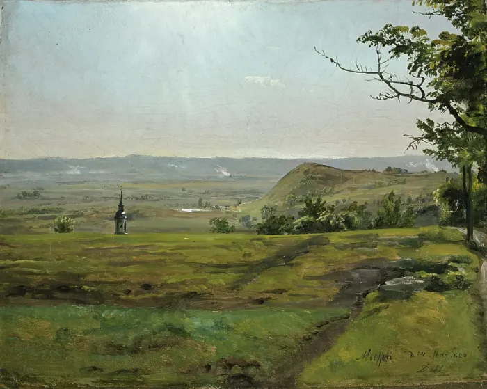 Framed Print : Green Fields near Meissen, 1828. Creator: Johan Christian Dahl Framed Print : Green Fields near Meissen, 1828. Creator: Johan Christian Dahl