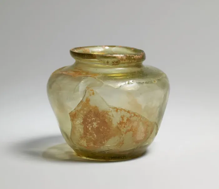 Framed Print : Green Glass Jar, Iran, 10th century. Creator: Unknown Framed Print : Green Glass Jar, Iran, 10th century. Creator: Unknown