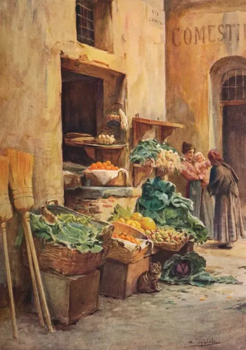 Framed Print : The Green-grocer shop, c1910, (1912). Artist: Walter Frederick Roofe Tyndale Framed Print : The Green-grocer shop, c1910, (1912). Artist: Walter Frederick Roofe Tyndale