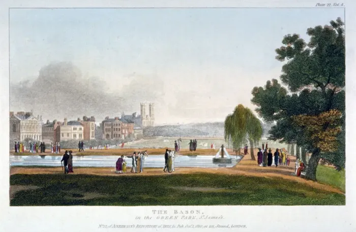 Framed Print : Green Park, Westminster, London, 1810. Artist Framed Print : Green Park, Westminster, London, 1810. Artist