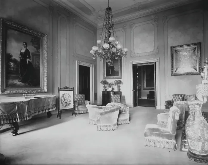 Framed Print : Green Room, 1893, White House, 1893. Creator: Frances Benjamin Johnston Framed Print : Green Room, 1893, White House, 1893. Creator: Frances Benjamin Johnston
