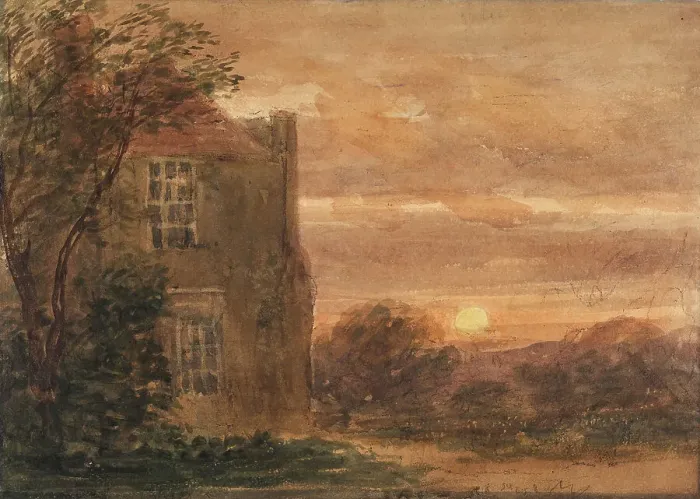 Framed Print : Greenfield House, Harborne, at Dawn, 1841-59. Creator: David Cox the Elder Framed Print : Greenfield House, Harborne, at Dawn, 1841-59. Creator: David Cox the Elder