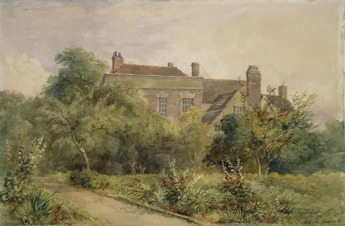 Framed Print : Greenfield House, Harborne, (unknown date), c1850s. Creator: David Cox the Younger Framed Print : Greenfield House, Harborne, (unknown date), c1850s. Creator: David Cox the Younger