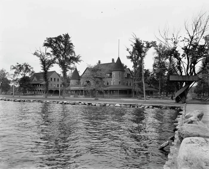 Framed Print : Greenhurst, Lake Chautauqua, between 1880 and 1897. Creator: William H. Jackson Framed Print : Greenhurst, Lake Chautauqua, between 1880 and 1897. Creator: William H. Jackson