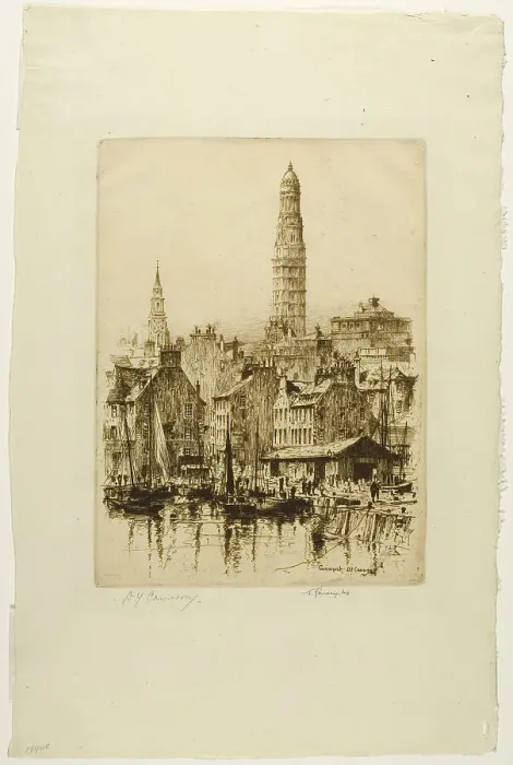 Framed Print : Greenock No. 1, plate thirteen from the Clyde Set, 1889. Creator: David Young Cameron Framed Print : Greenock No. 1, plate thirteen from the Clyde Set, 1889. Creator: David Young Cameron