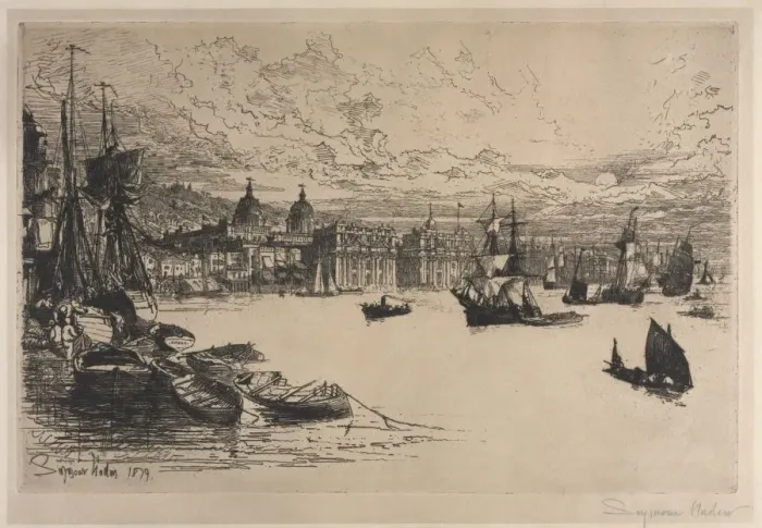 Framed Print : Greenwich. Creator: Francis Seymour Haden (British, 1818-1910) Framed Print : Greenwich. Creator: Francis Seymour Haden (British, 1818-1910)