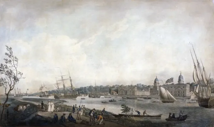 Framed Print : Greenwich Hospital from the Isle of Dogs, London, c1792