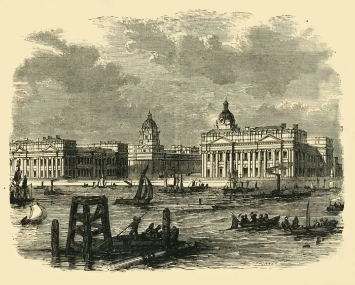Framed Print : Greenwich Hospital, from the River, (c1878). Creator: Unknown Framed Print : Greenwich Hospital, from the River, (c1878). Creator: Unknown