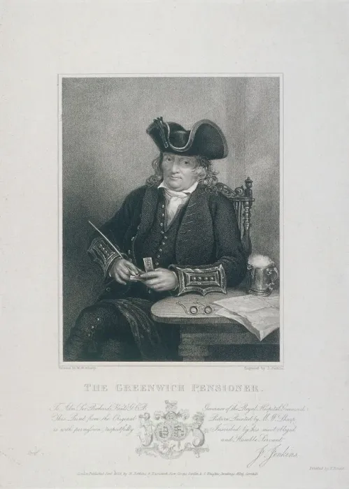 Framed Print : The Greenwich Pensioner Greenwich Hospital, Greenwich, London, 1829. Artist Framed Print : The Greenwich Pensioner Greenwich Hospital, Greenwich, London, 1829. Artist