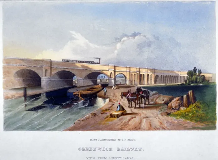 Framed Print : Greenwich Railway, Deptford, London, 1836. Artist: GF Bragg Framed Print : Greenwich Railway, Deptford, London, 1836. Artist: GF Bragg