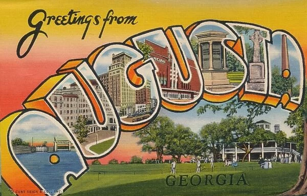 Greetings card featuring Augusta, Georgia, 1943