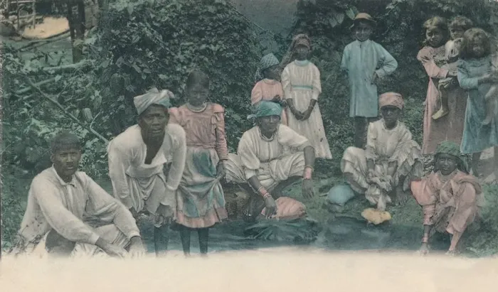 Framed Print : Greetings from Jamaica. Coolies washing, 1905. Creator: Unknown Framed Print : Greetings from Jamaica. Coolies washing, 1905. Creator: Unknown