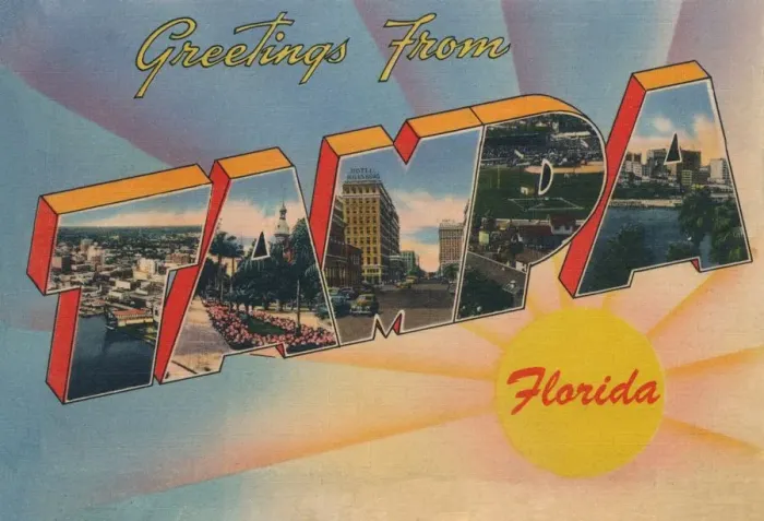 Framed Print : Greetings from Tampa, Florida, c1940s Framed Print : Greetings from Tampa, Florida, c1940s