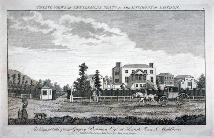 Framed Print : Gregory Batemans residence on Green Street in Kentish Town, London, 1792 Framed Print : Gregory Batemans residence on Green Street in Kentish Town, London, 1792