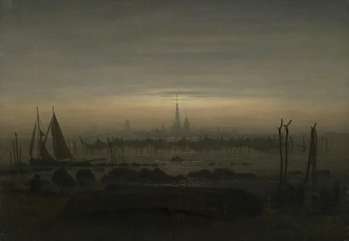 Framed Print : Greifswald in Moonlight, 1817. Creator: Caspar David Friedrich Framed Print : Greifswald in Moonlight, 1817. Creator: Caspar David Friedrich
