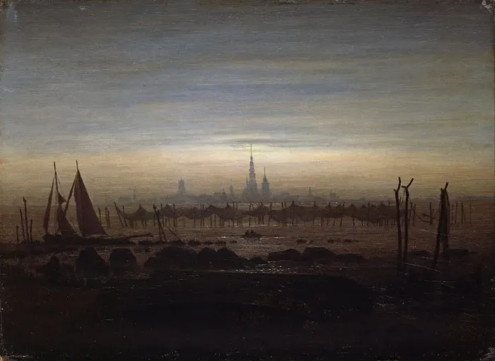 Framed Print : Greifswald in moonlight. Artist: Friedrich, Caspar David (1774-1840) Framed Print : Greifswald in moonlight. Artist: Friedrich, Caspar David (1774-1840)