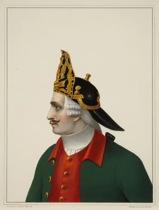 Framed Print : Grenadier cap in 1742-1762, Early 1840s. Artist: Chorikov, Boris Artemyevich (1802-1866) Framed Print : Grenadier cap in 1742-1762, Early 1840s. Artist: Chorikov, Boris Artemyevich (1802-1866)