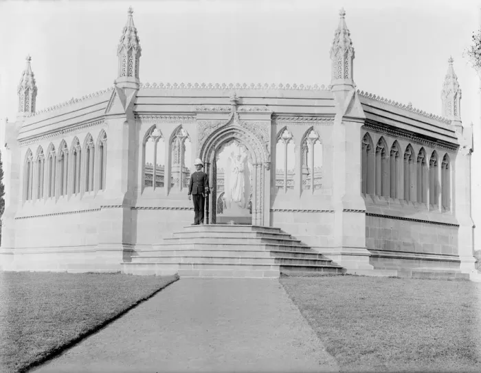Framed Print : Grenadier at Memorial Well, Cawnpore, India, 1902. Creator: Kirk & Sons of Cowes Framed Print : Grenadier at Memorial Well, Cawnpore, India, 1902. Creator: Kirk & Sons of Cowes