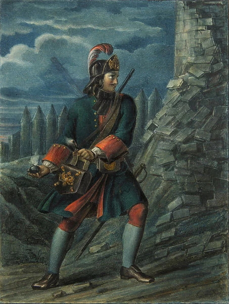 Grenadier of the Preobrazhensky Regiment in 1712, End 1830s. Artist: Chorikov, Boris Artemyevich (1802-1866)