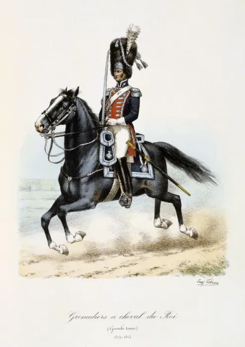 Framed Print : Grenadiers a Cheval du Roi, Grande Tenue, 1814-15 Artist: Eugene Titeux Framed Print : Grenadiers a Cheval du Roi, Grande Tenue, 1814-15 Artist: Eugene Titeux